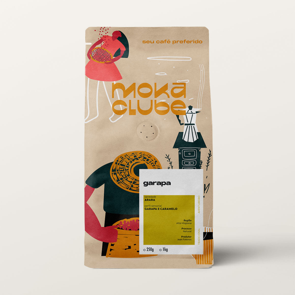 Pacote de café garapa moka clube