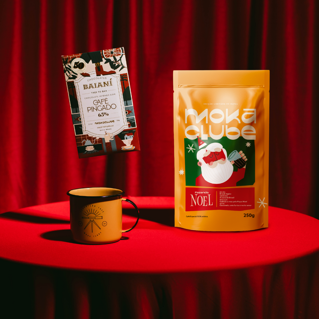 Kit Café Natal 250g + Chocolate Baiani + Caneca Esmaltada