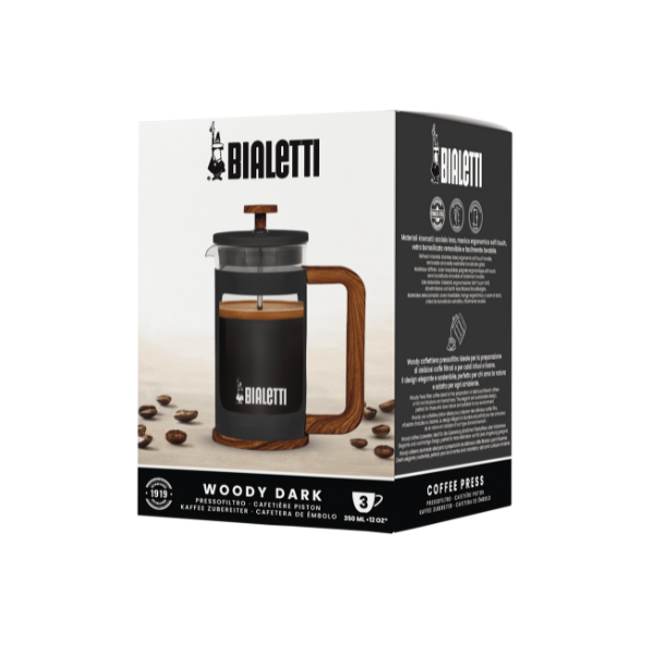French Press Woody 350ml Preta